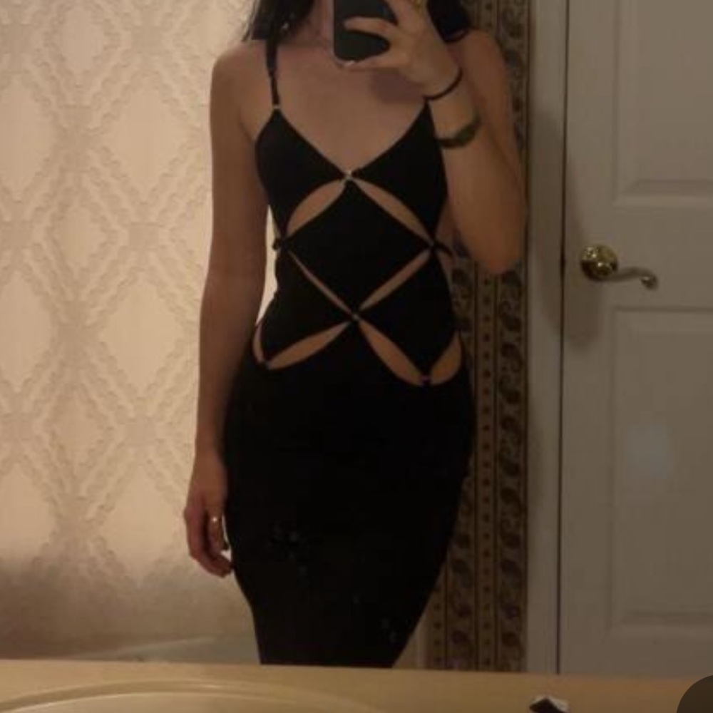 Amazon Black Asymmetrical Cut-Out Dress